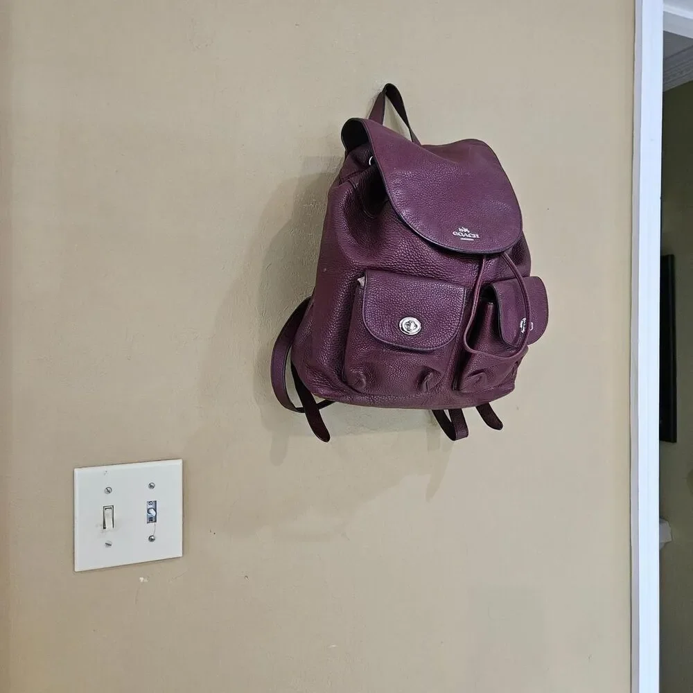 Coach preppy grunge burgundy pebbled leather Billie backpack
